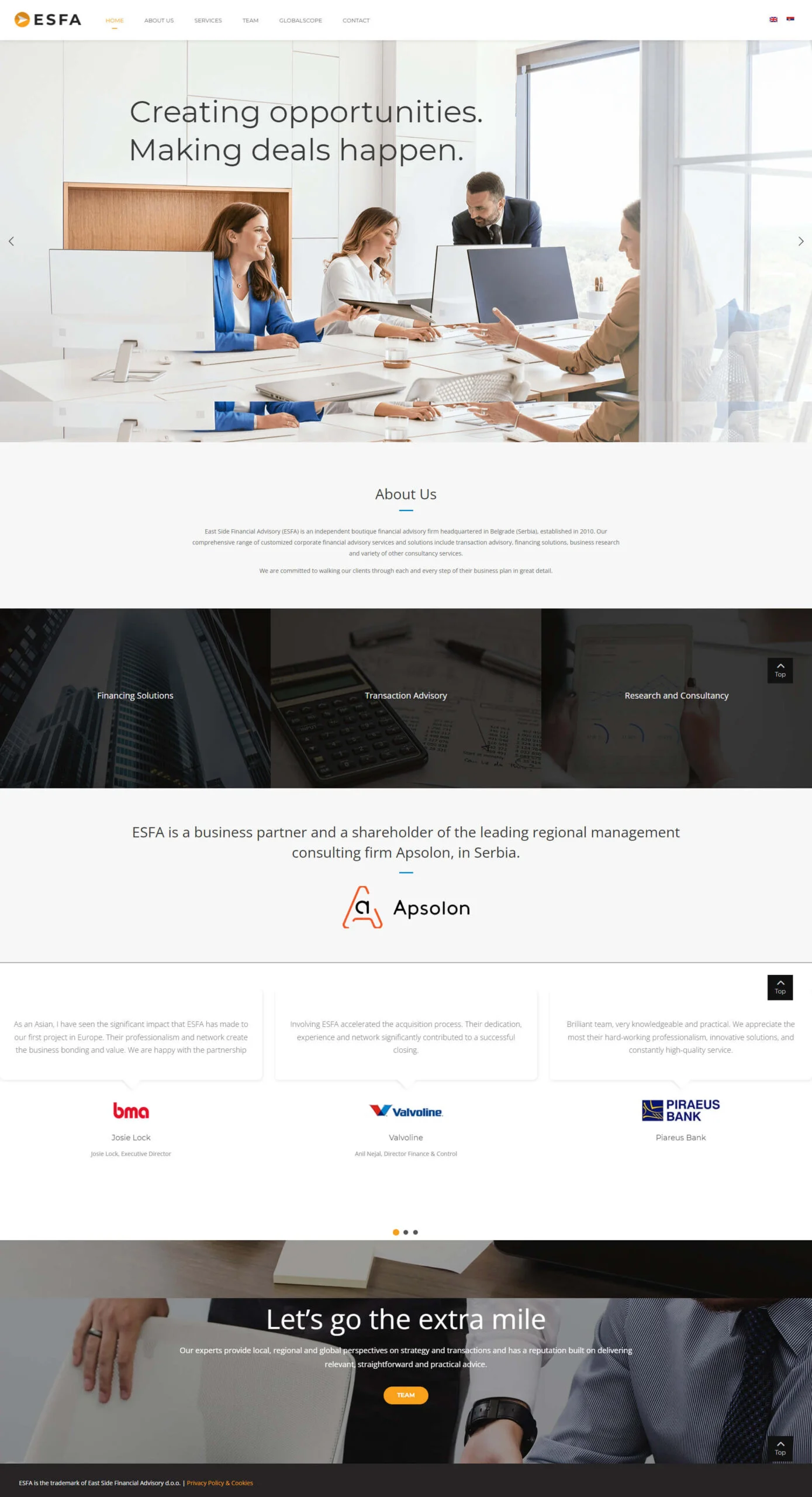 ESFA pregled - Up web portfolio