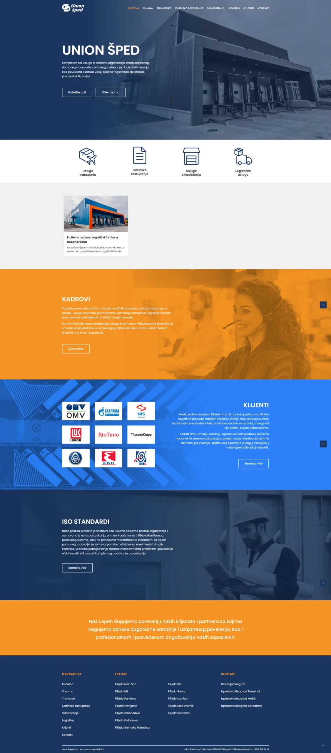 Union šped pregled - Up web portfolio